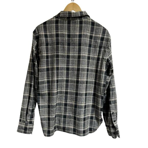 Machus Gray Black Men Small Flannel Plaid Button Down - Picture 2 of 5